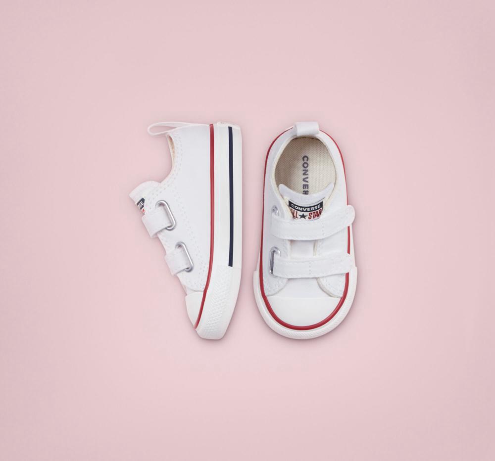 White / Garnet / Navy Converse Chuck Taylor All Star Easy On Toddler Girls' Low Tops  US |  37068-YBVU