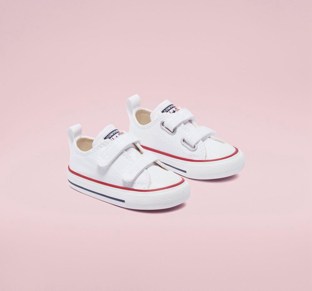 White / Garnet / Navy Converse Chuck Taylor All Star Easy On Toddler Girls' Low Tops  US |  37068-YBVU