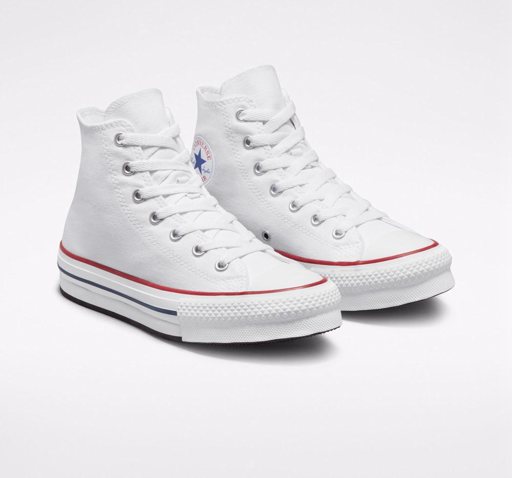 White / Garnet / Navy Converse Chuck Taylor All Star Lift Platform Big Kids Girls' High Tops  US |  54836-XSQH