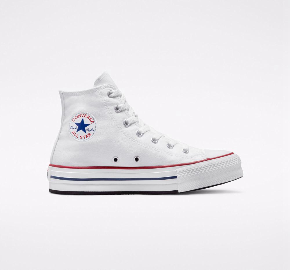 White / Garnet / Navy Converse Chuck Taylor All Star Lift Platform Big Kids Girls\' High Tops  US |  54836-XSQH