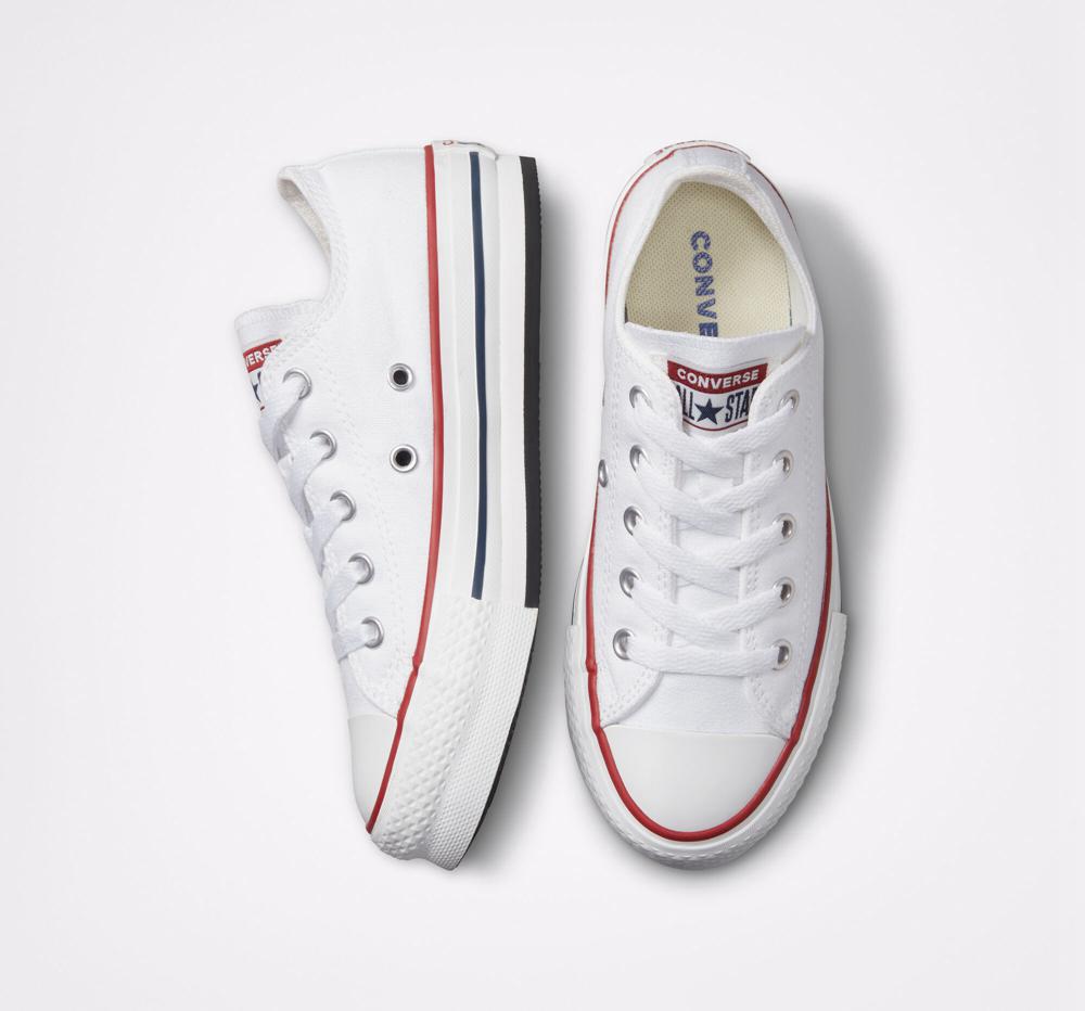 White / Garnet / Navy Converse Chuck Taylor All Star Lift Platform Little Kids Girls' Low Tops  US |  67482-WVKE