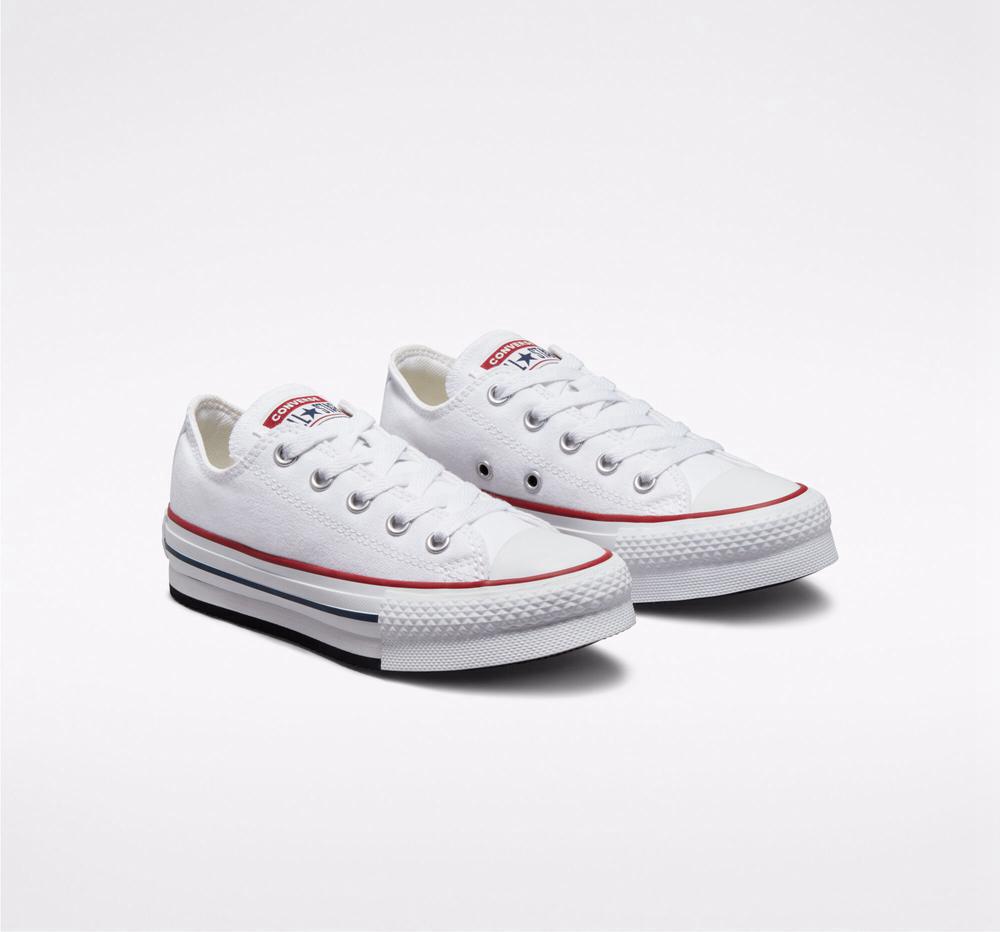 White / Garnet / Navy Converse Chuck Taylor All Star Lift Platform Little Kids Girls' Low Tops  US |  67482-WVKE