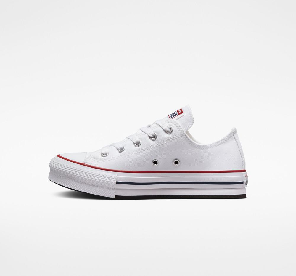 White / Garnet / Navy Converse Chuck Taylor All Star Lift Platform Big Kids Girls' Low Tops  US |  81425-GDQK