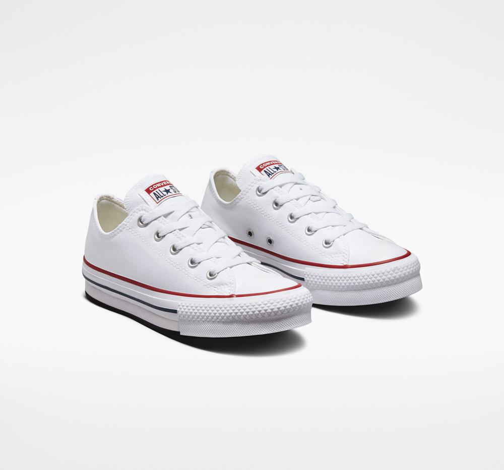 White / Garnet / Navy Converse Chuck Taylor All Star Lift Platform Big Kids Girls' Low Tops  US |  81425-GDQK