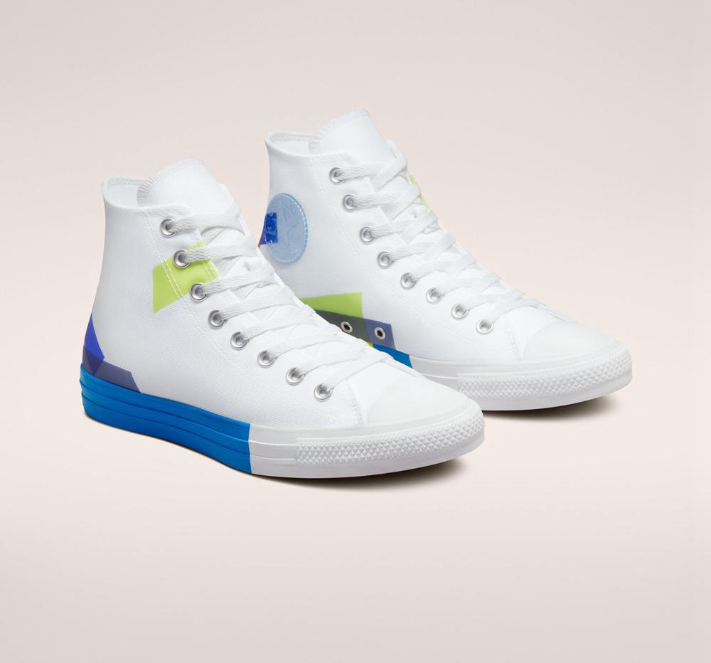 White / Kinetic Blue / White Converse Chuck Taylor All Star Space Racer Unisex Women's High Tops  US |  68017-TLKS