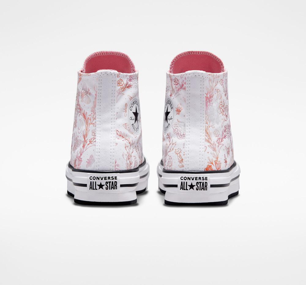 White / Madder Pink / Black Converse Chuck Taylor All Star Eva Lift Platform Butterfly Shine Big Kids Girls' High Tops  US |  56098-AVOE