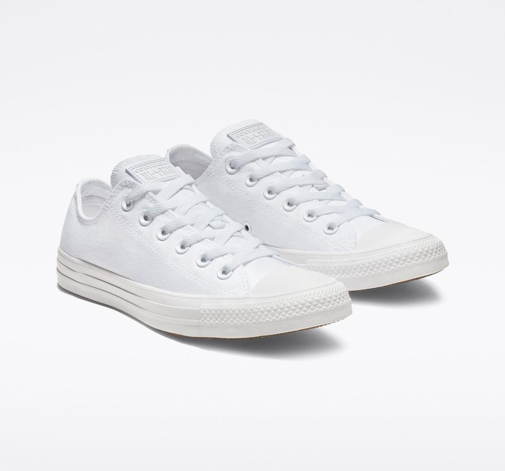 White Monochrome Converse Chuck Taylor All Star Classic Unisex Men's Low Tops  US |  16532-XCQJ