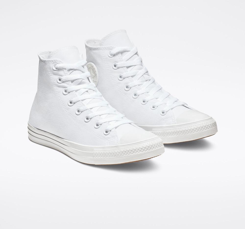 White Monochrome Converse Chuck Taylor All Star Classic Unisex Women's High Tops  US |  38197-RITB