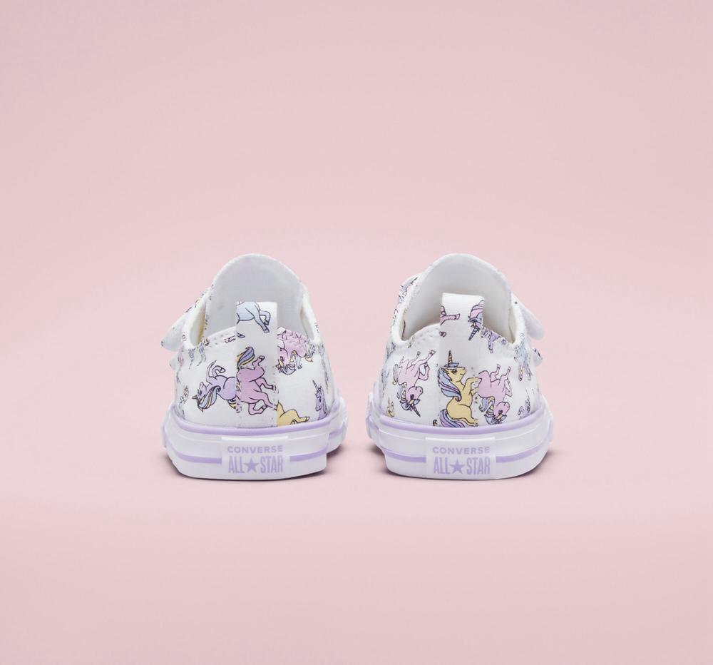 White / Moonstone Violet Converse Chuck Taylor All Star Easy On Unicorns Toddler Boys' Low Tops  US |  56840-OHUK