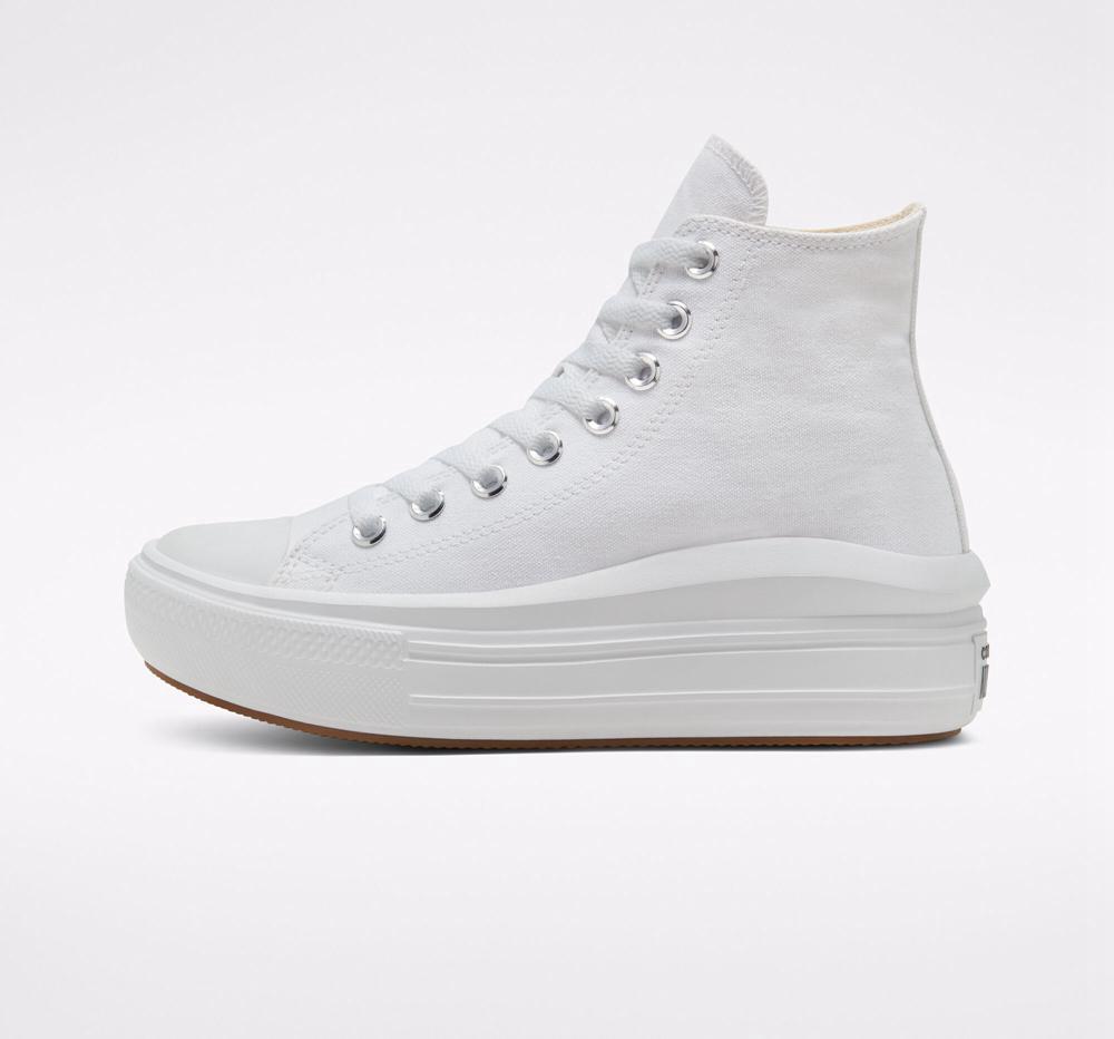 White / Natural Ivory / Black Converse Chuck Taylor All Star Move High Top Women's Platform Shoes  US |  31245-AIXP