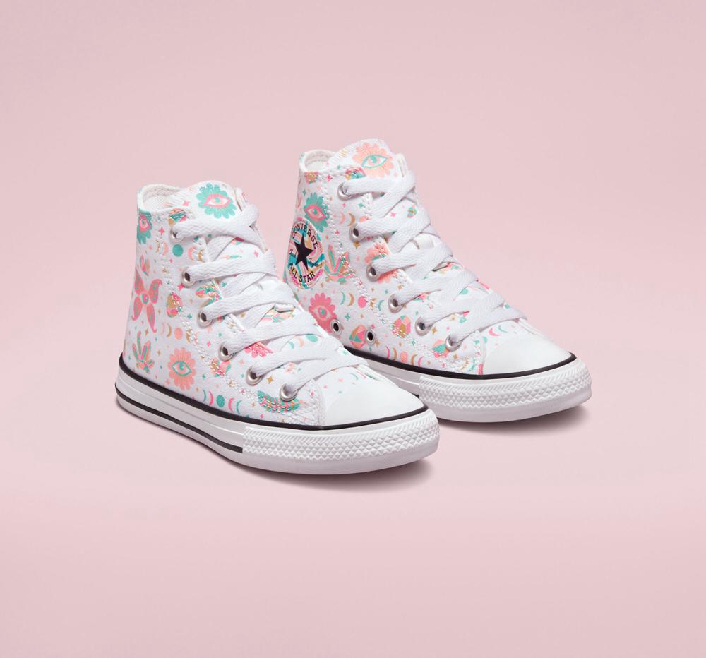 White / Pink / Bleached Coral Converse Chuck Taylor All Star Mystic Gems Little Kids Girls' High Tops  US |  23654-BOJZ