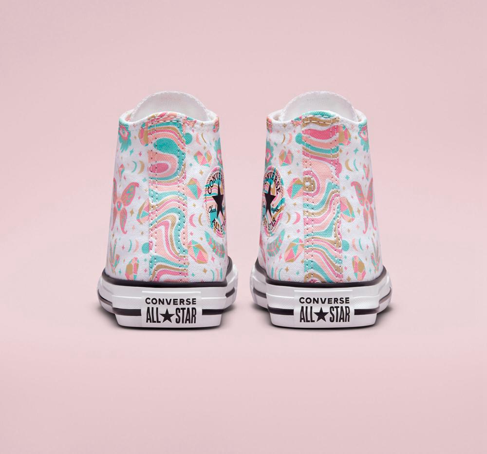 White / Pink / Bleached Coral Converse Chuck Taylor All Star Mystic Gems Little Kids Girls' High Tops  US |  23654-BOJZ