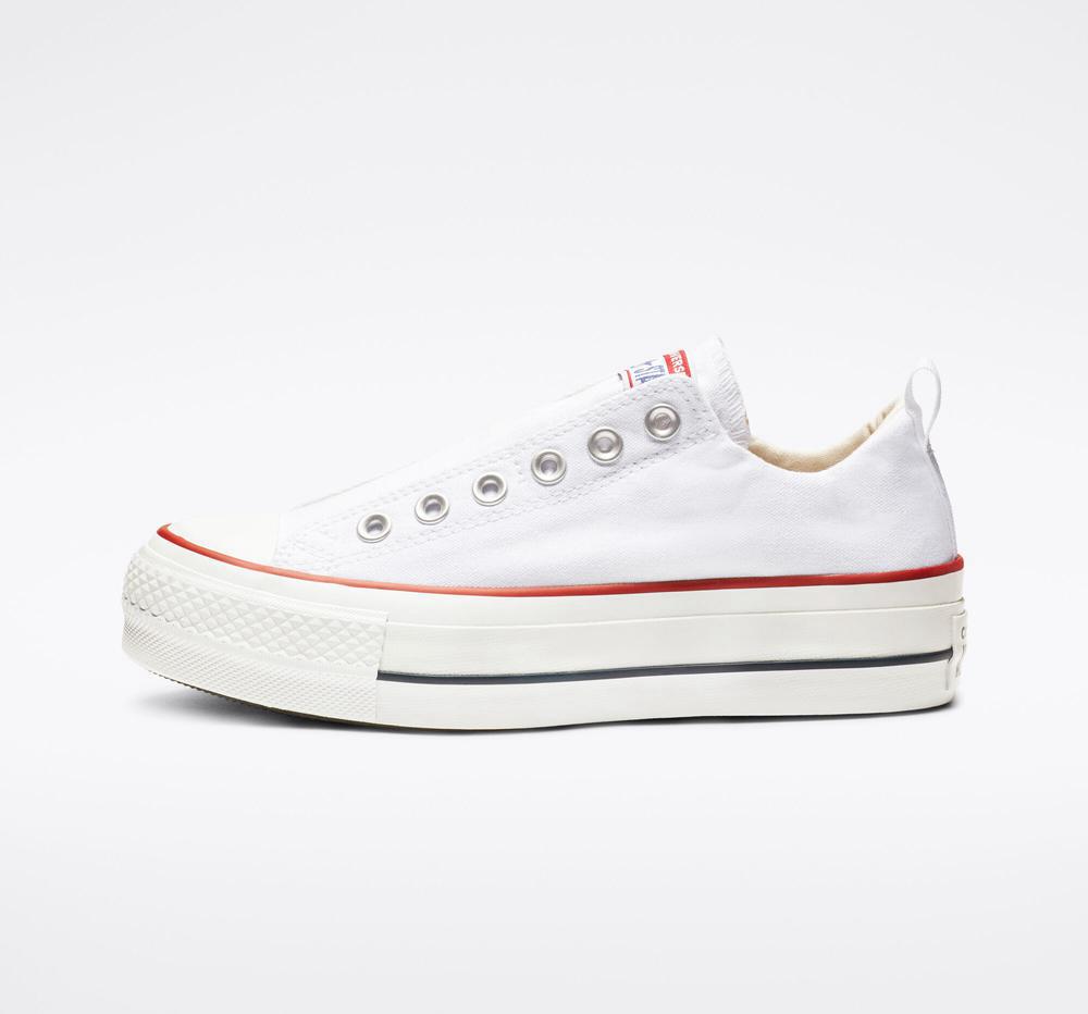 White / Red / Blue Converse Chuck Taylor All Star Lift Slip Low Top Women's Platform Shoes  US |  78605-YCNE