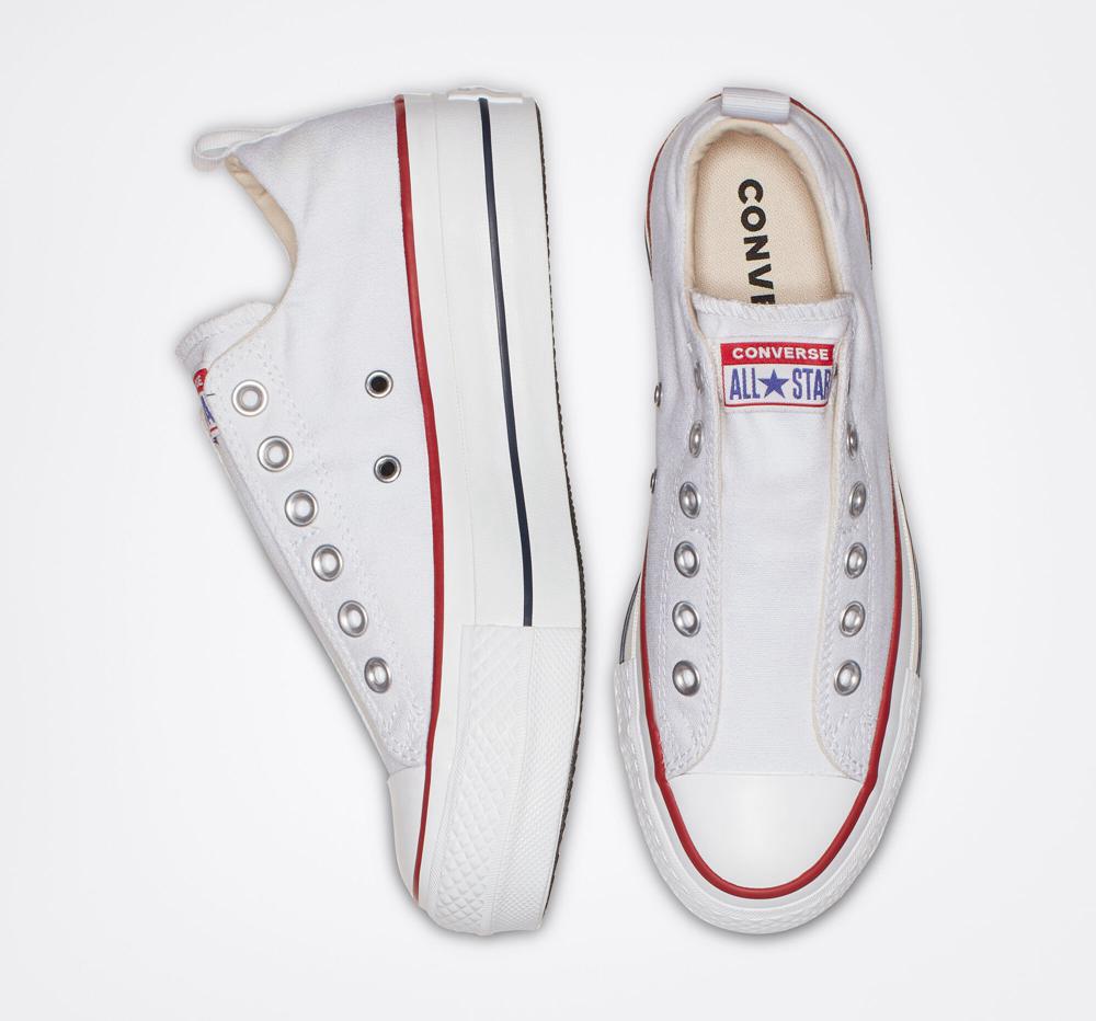 White / Red / Blue Converse Chuck Taylor All Star Lift Slip Low Top Women's Platform Shoes  US |  78605-YCNE