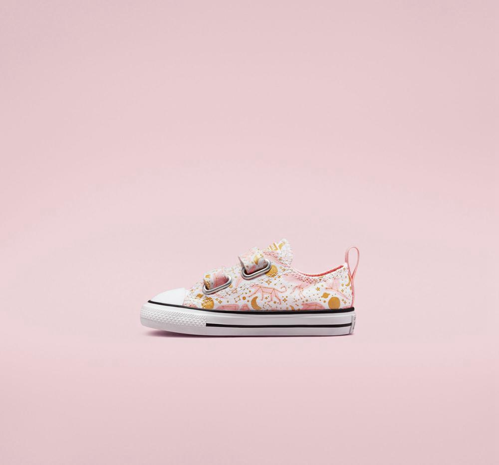 White / Storm Pink / Gold Converse Chuck Taylor All Star Easy On Constellations Toddler Boys' Low Tops  US |  21306-CRFA