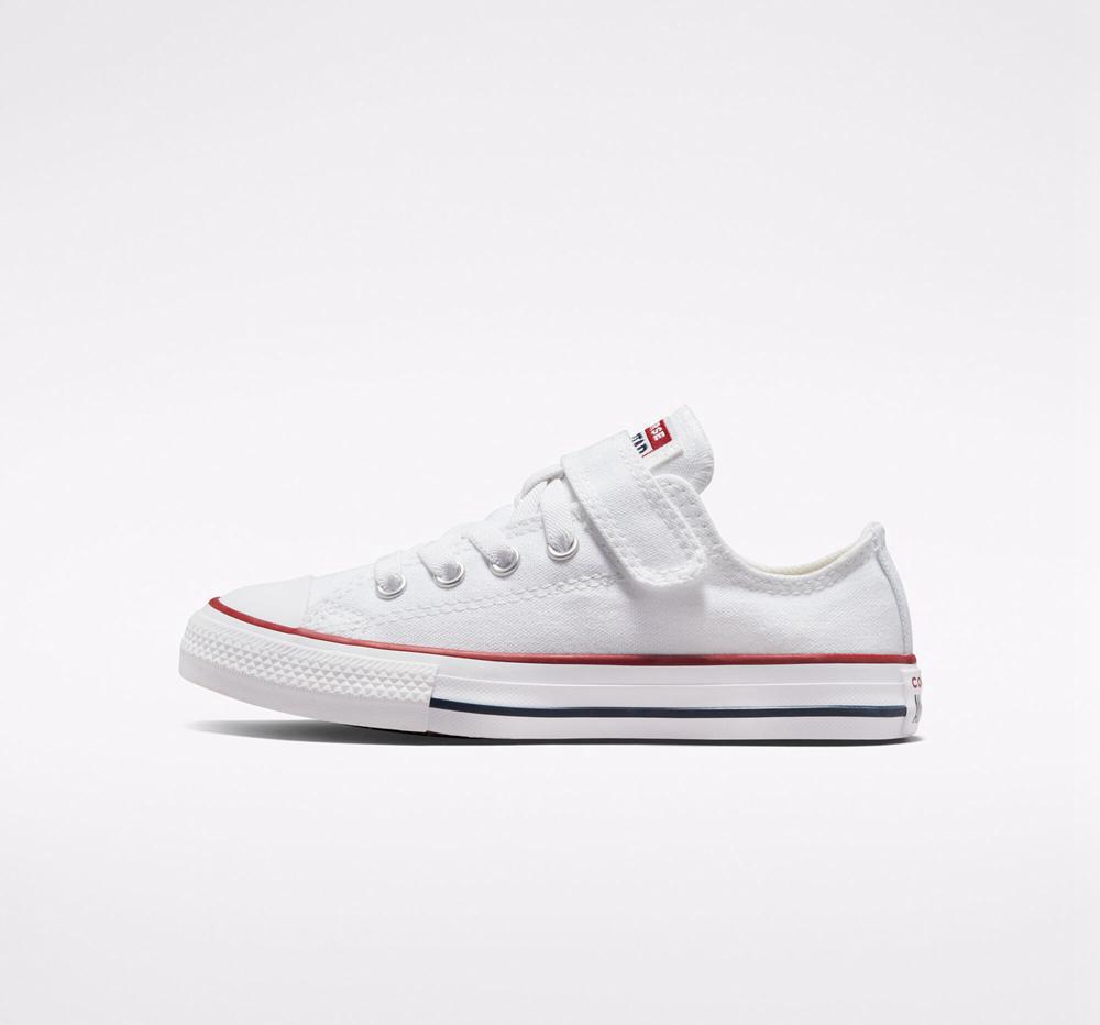 White / White / Natural Converse Chuck Taylor All Star Easy On Little Kids Girls' Low Tops  US |  10598-TBYM