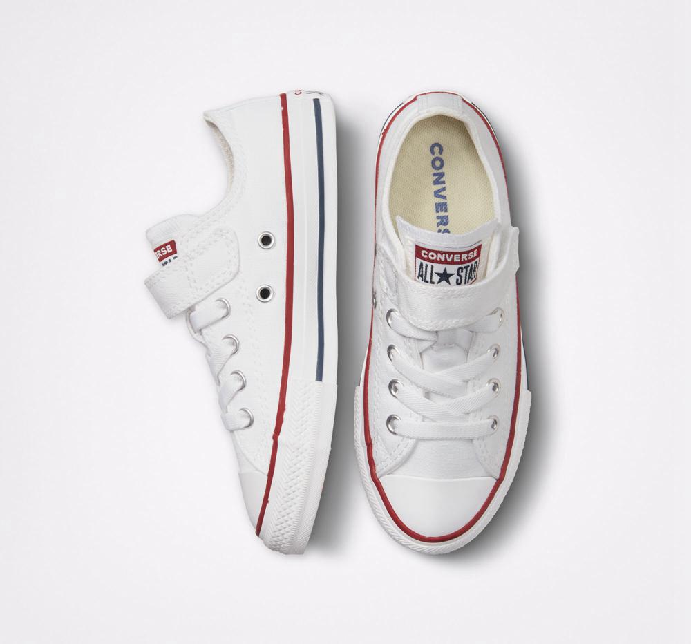 White / White / Natural Converse Chuck Taylor All Star Easy On Little Kids Girls' Low Tops  US |  10598-TBYM