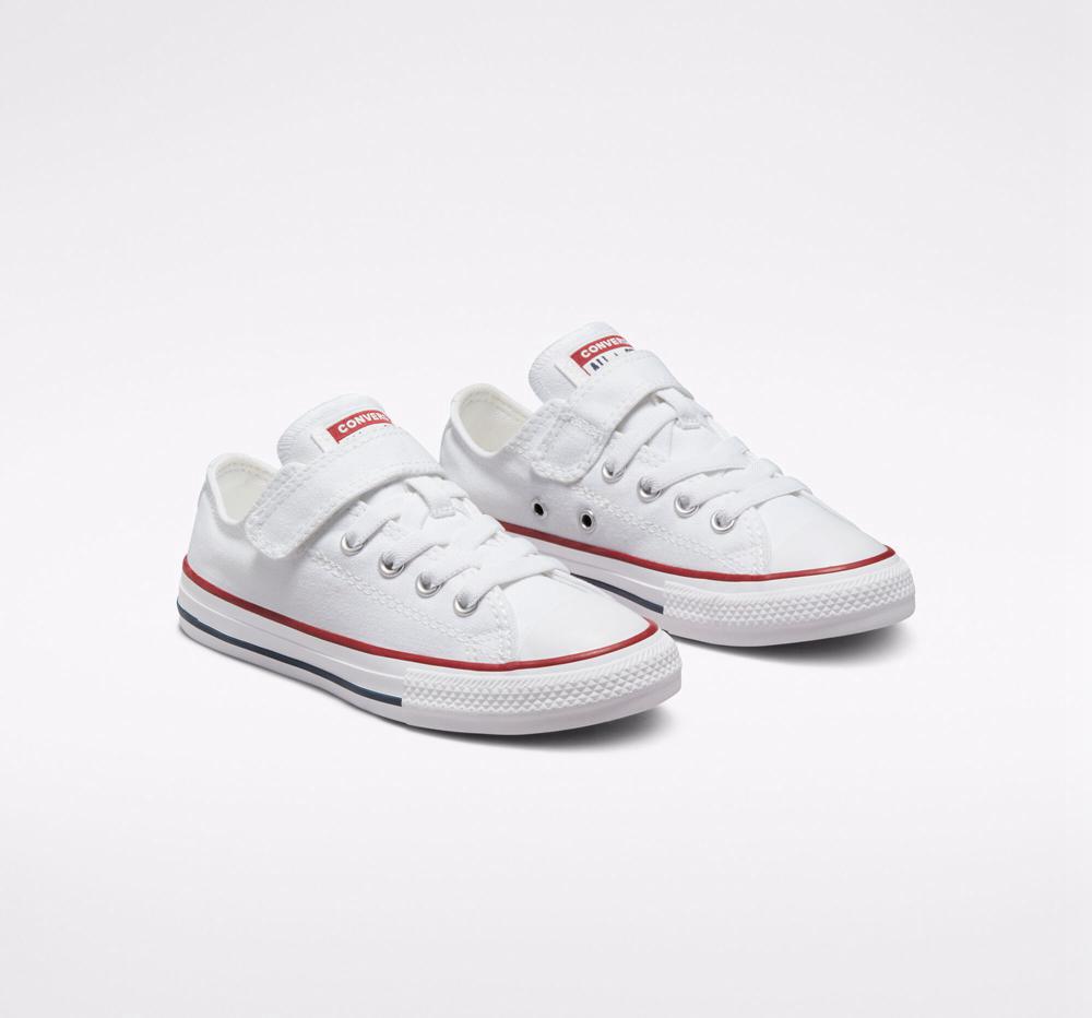 White / White / Natural Converse Chuck Taylor All Star Easy On Little Kids Girls' Low Tops  US |  10598-TBYM