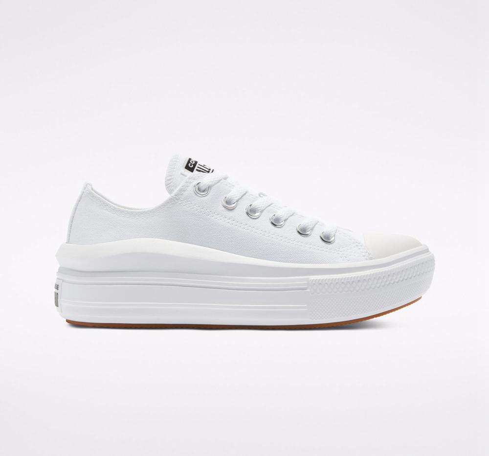 White / White / White Converse Chuck Taylor All Star Move Platform Women\'s Low Tops  US |  56782-MSET