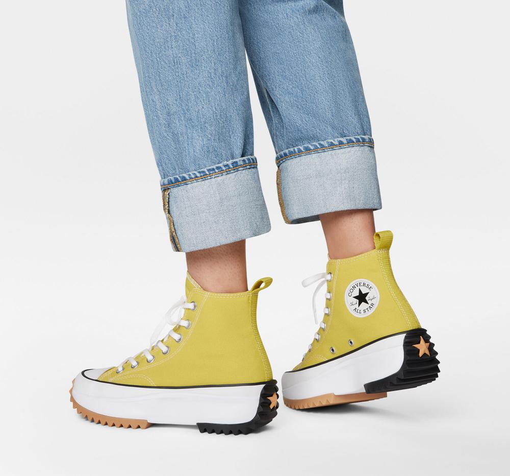 Yellow Bitter Lemon / Black / White Converse Run Star Hike Unisex High Top Women's Platform Shoes  US |  83574-HYOX