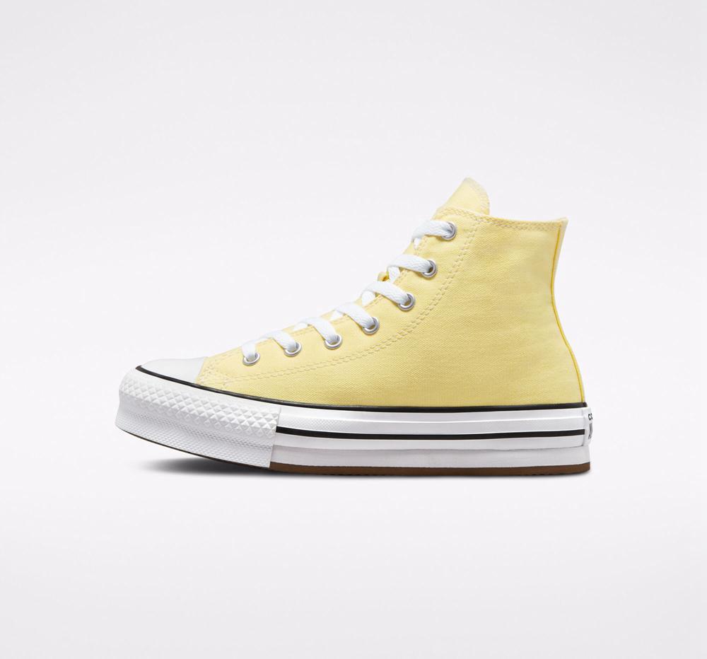 Yellow Soft Sunshine / Black / Egret Converse Chuck Taylor All Star Lift Platform Big Kids Girls' High Tops  US |  79245-UREP