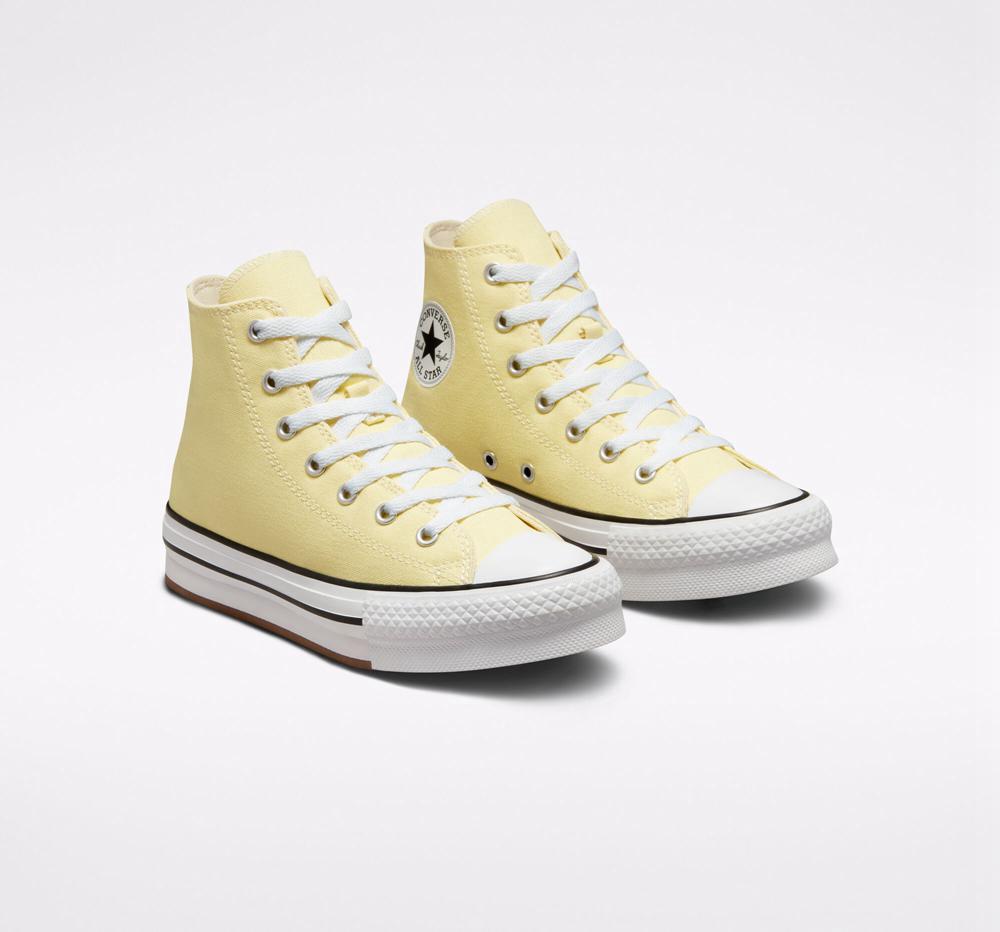 Yellow Soft Sunshine / Black / Egret Converse Chuck Taylor All Star Lift Platform Big Kids Girls' High Tops  US |  79245-UREP