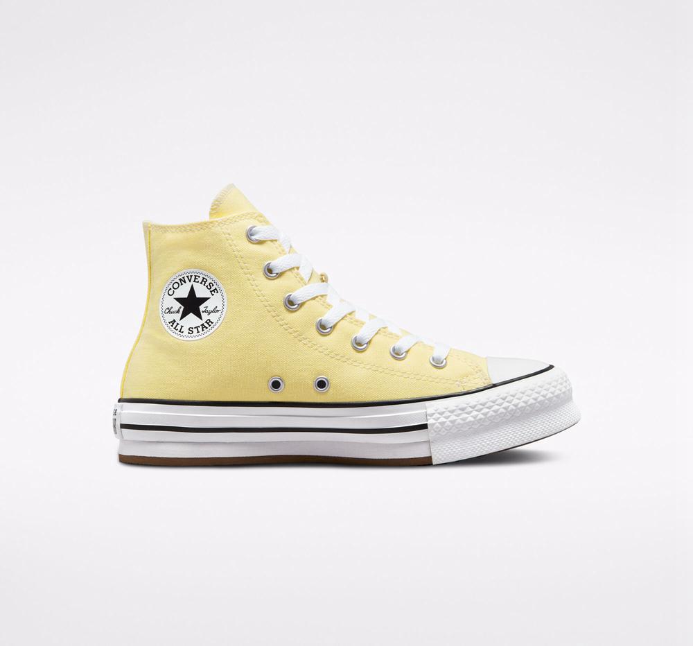 Yellow Soft Sunshine / Black / Egret Converse Chuck Taylor All Star Lift Platform Big Kids Girls\' High Tops  US |  79245-UREP